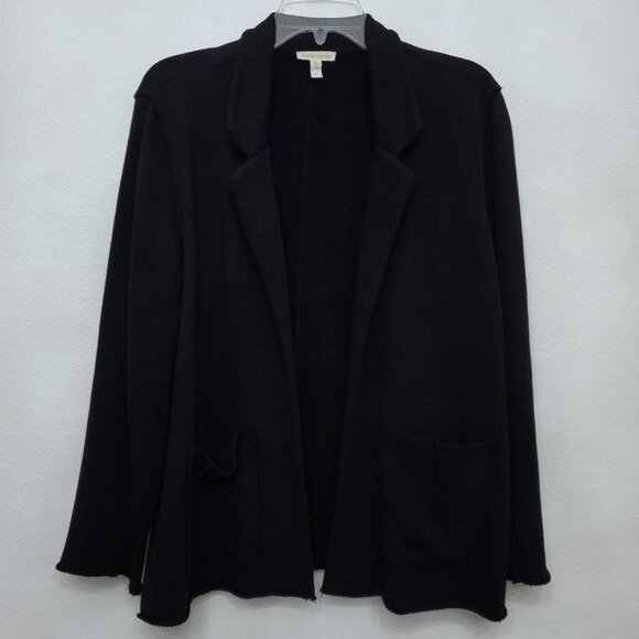 Eileen Fisher Lightweight Organic Cotton Terry Blazer Raw Edge Pockets Size M - Picture 4 of 16